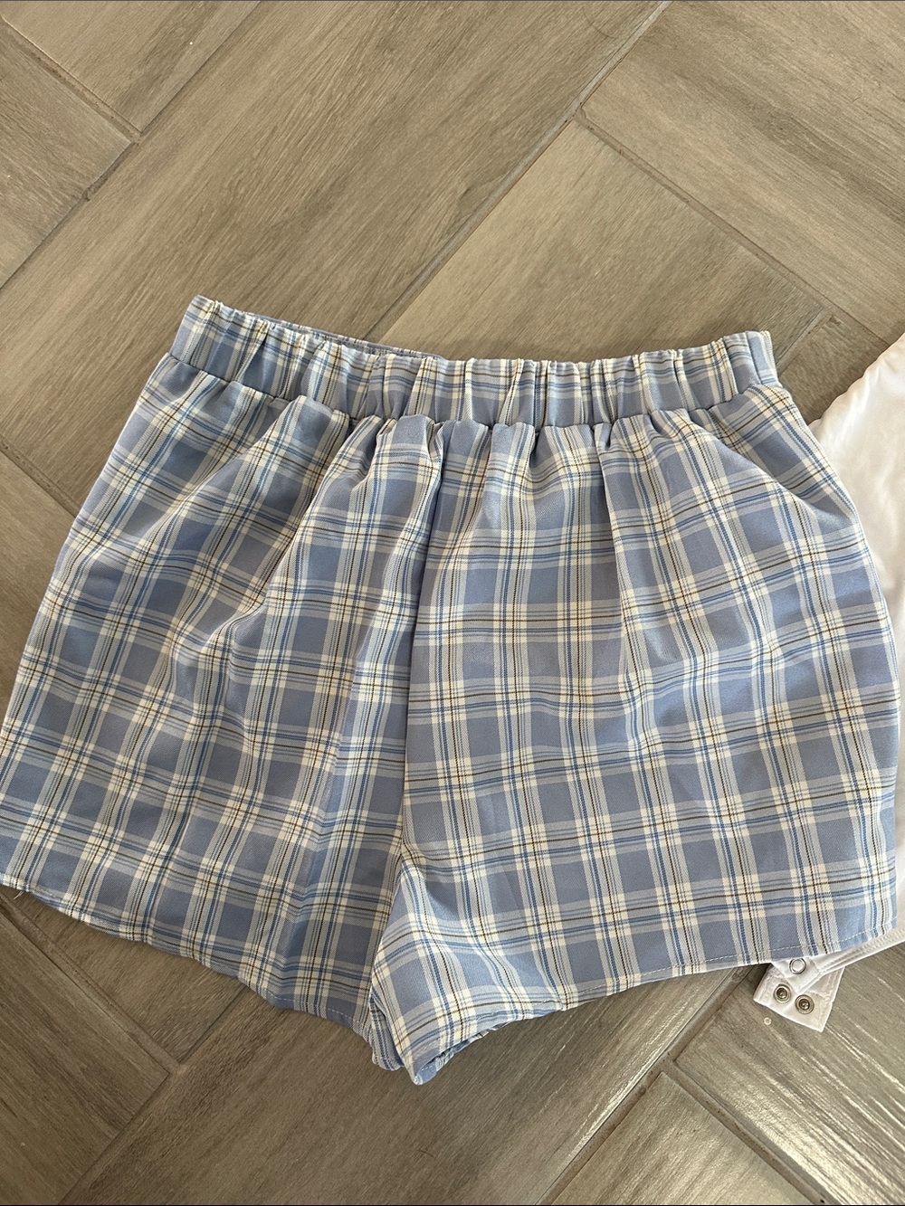 Blue Plaid Women’s Skort with white bodysuit - Casual Everyday Style - Picture 4 of 6
